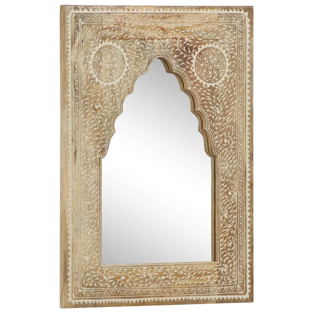 Miroir peint à la main 40x55 cm Bois de manguier solide - Imagem 7