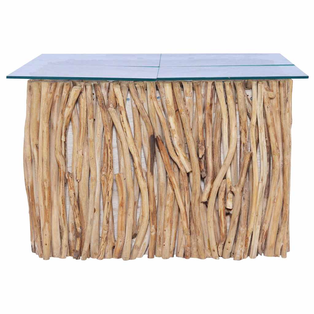 Table basse avec dessus en verre 66x66x40cm Bois de teck massif - Imagem 2