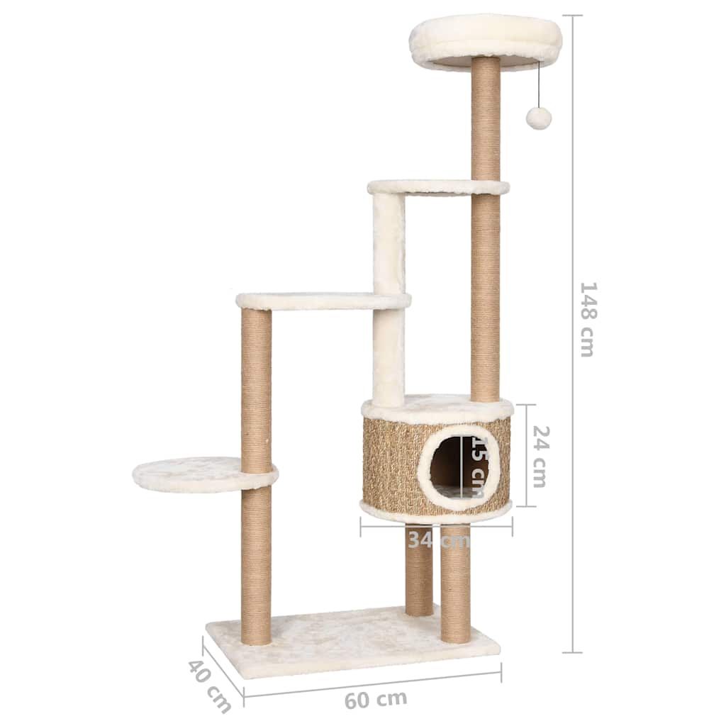 Arbre à chat coussin de luxe et grattoir 148 cm Herbiers marins - Imagem 8