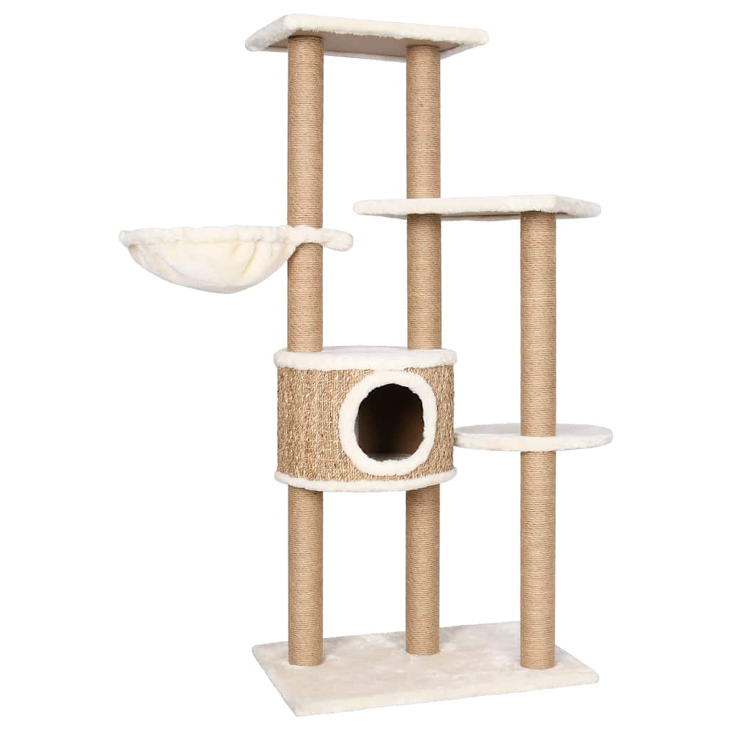 Arbre à chat compact en herbiers marins — 126 cm, coloris beige naturel - Imagem 2