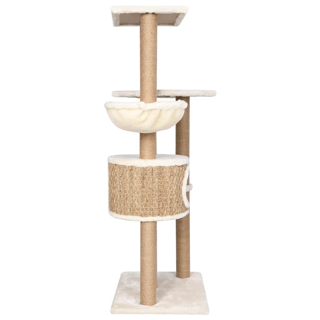 Arbre à chat compact en herbiers marins — 126 cm, coloris beige naturel - Imagem 4