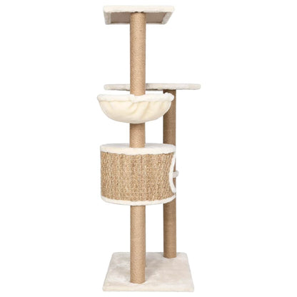 Arbre à chat compact en herbiers marins — 126 cm, coloris beige naturel - Imagem 4