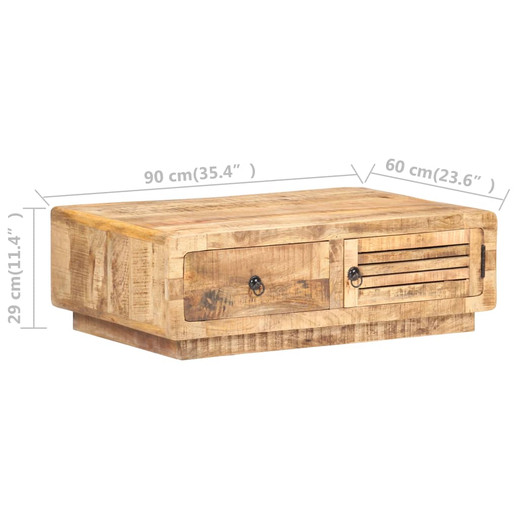 Table basse 90x60x29 cm Bois de manguier brut - Imagem 9