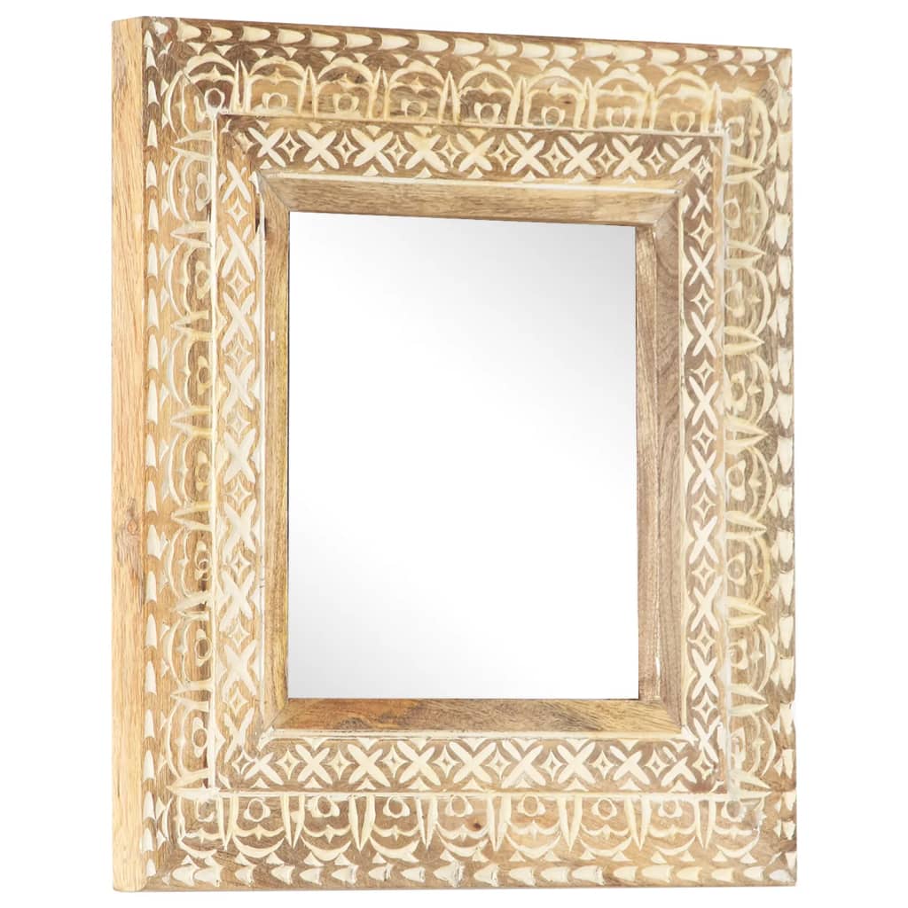 Miroir sculpté à la main 50x50x2,6 cm Bois de manguier solide - Imagem 1