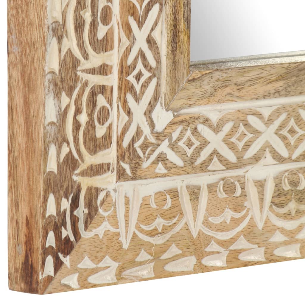 Miroir sculpté à la main 50x50x2,6 cm Bois de manguier solide - Imagem 4
