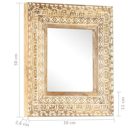 Miroir sculpté à la main 50x50x2,6 cm Bois de manguier solide - Imagem 5