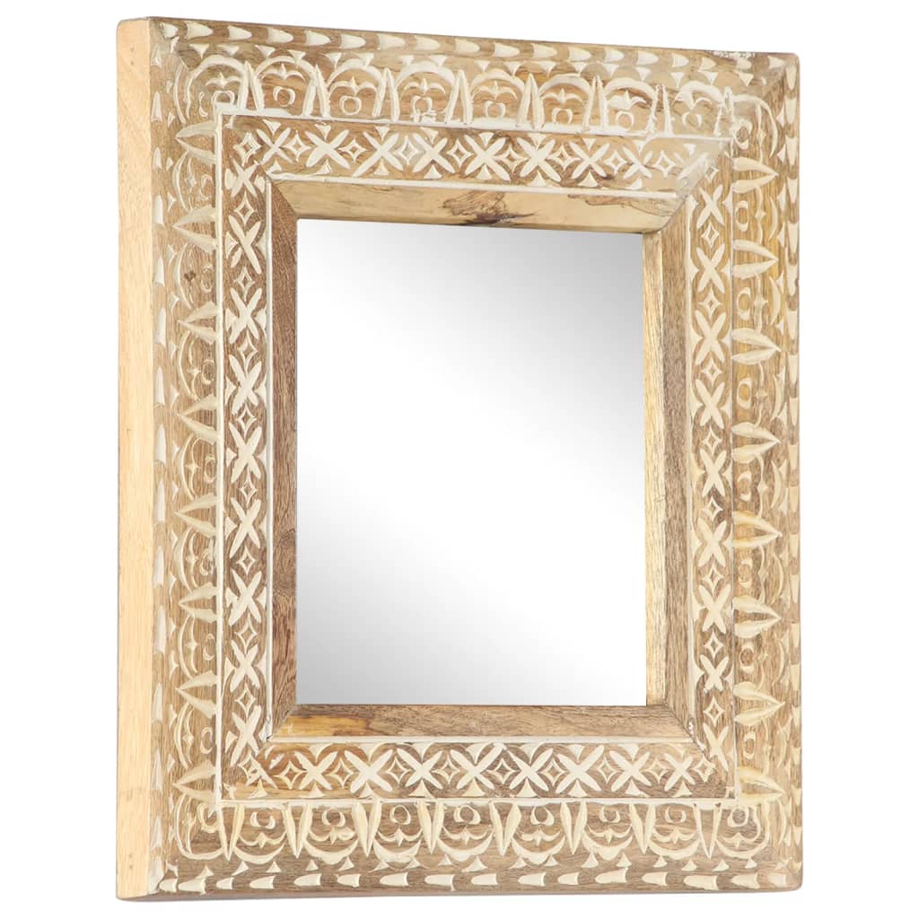 Miroir sculpté à la main 50x50x2,6 cm Bois de manguier solide - Imagem 6
