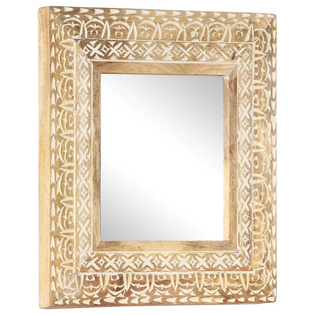 Miroir sculpté à la main 50x50x2,6 cm Bois de manguier solide - Imagem 7