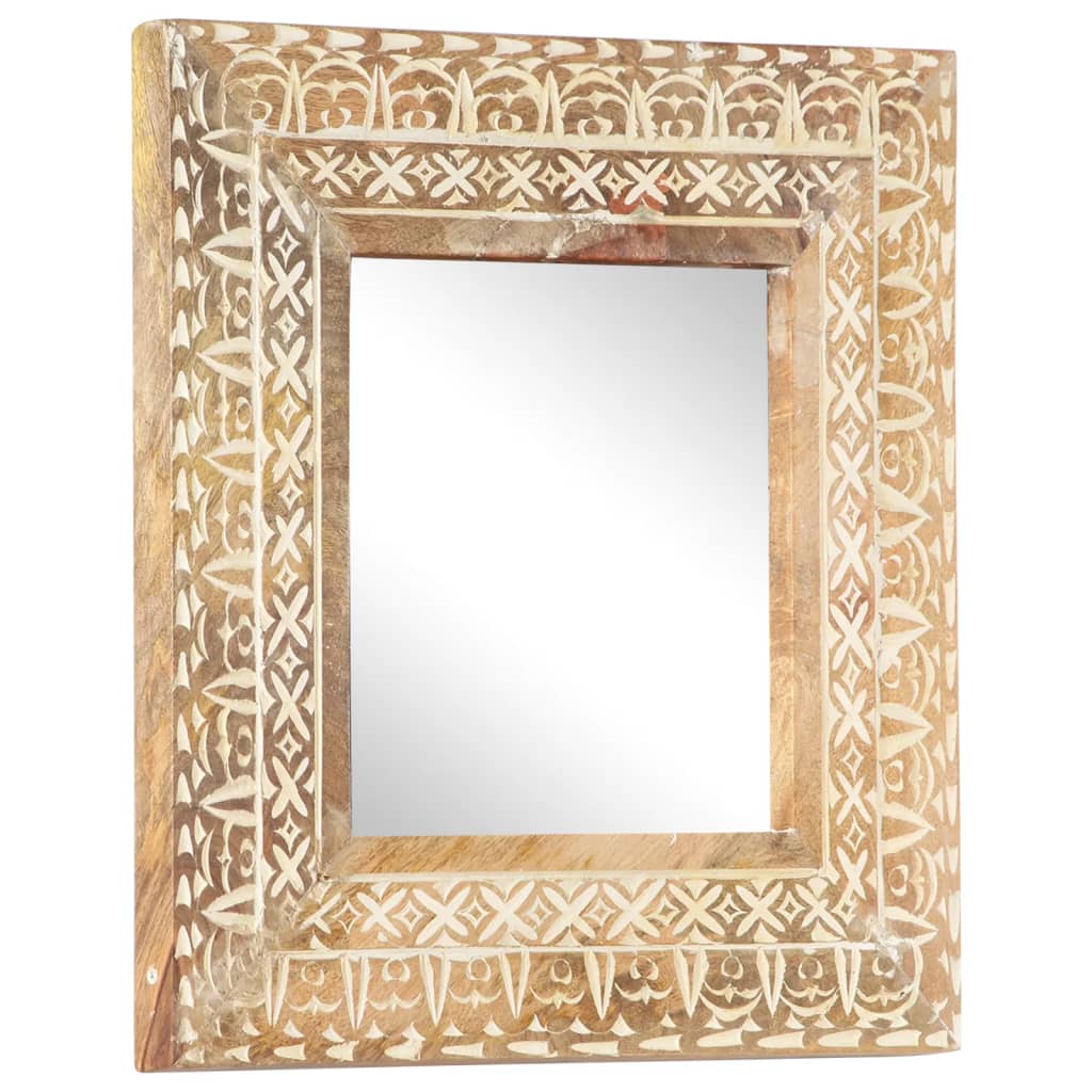 Miroir sculpté à la main 50x50x2,6 cm Bois de manguier solide - Imagem 8