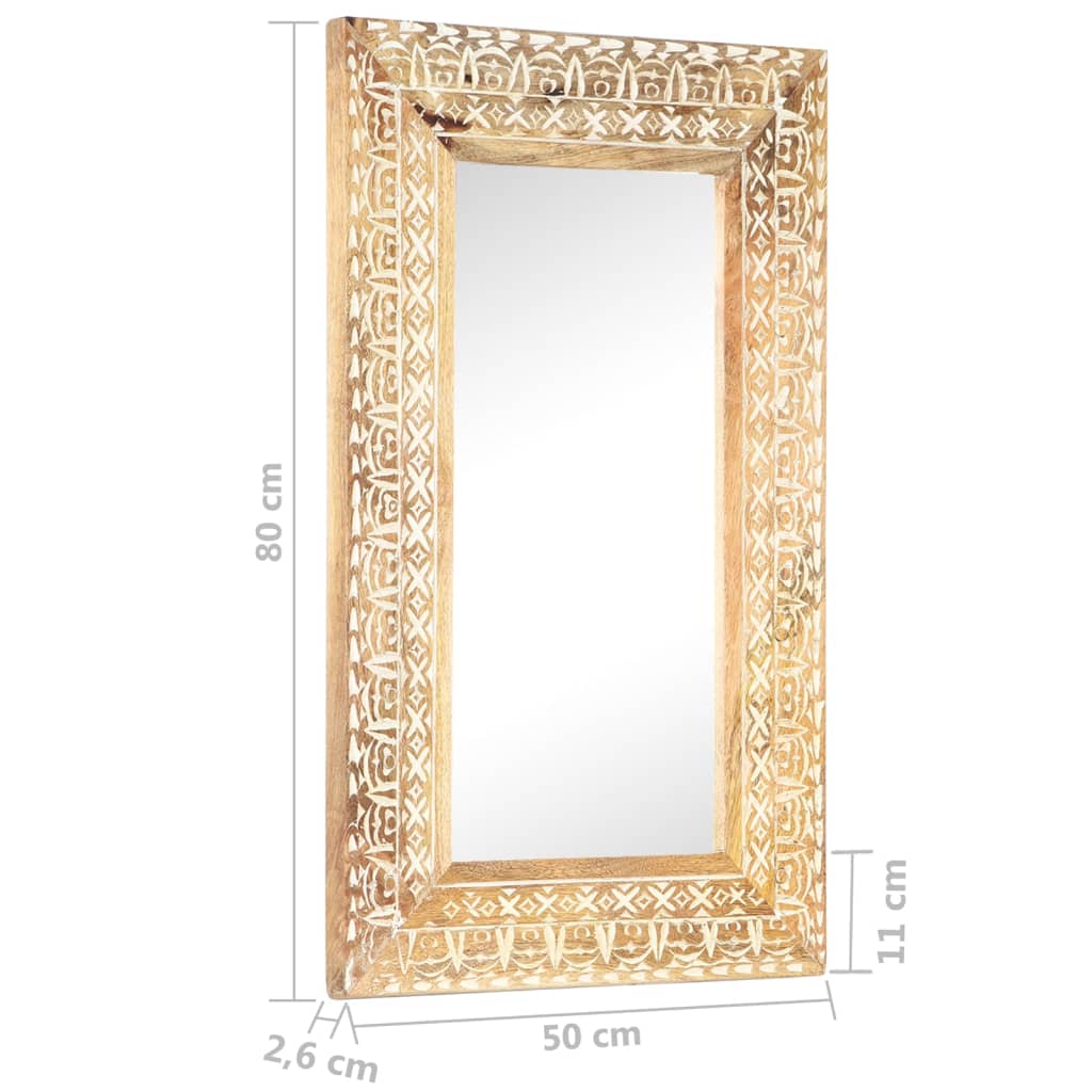 Miroir sculpté à la main 110x50x2,6 cm Bois de manguier solide - Imagem 14