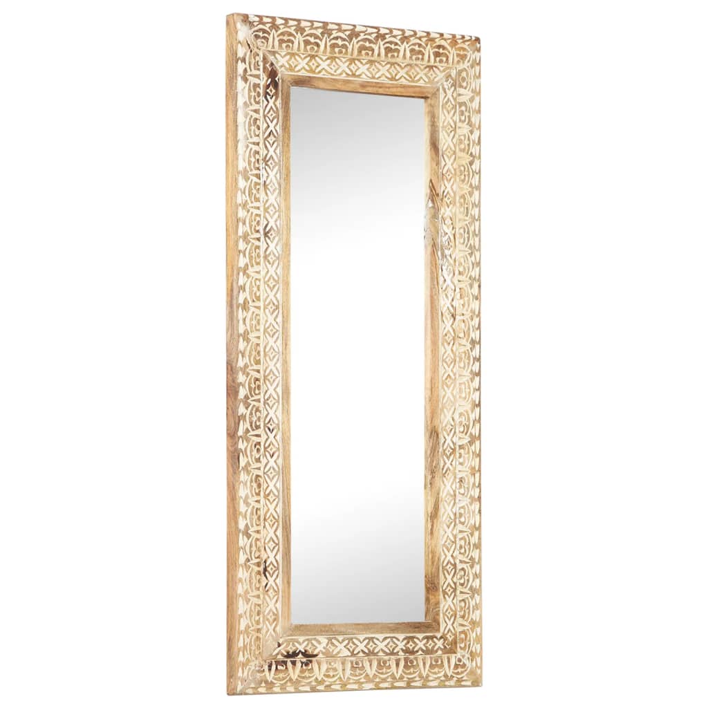 Miroir sculpté à la main 110x50x2,6 cm Bois de manguier solide - Imagem 1