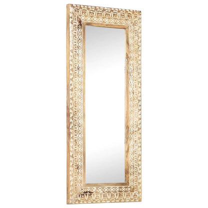 Miroir sculpté à la main 110x50x2,6 cm Bois de manguier solide - Imagem 1