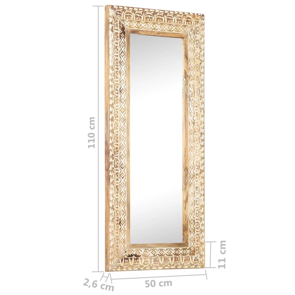 Miroir sculpté à la main 110x50x2,6 cm Bois de manguier solide - Imagem 5