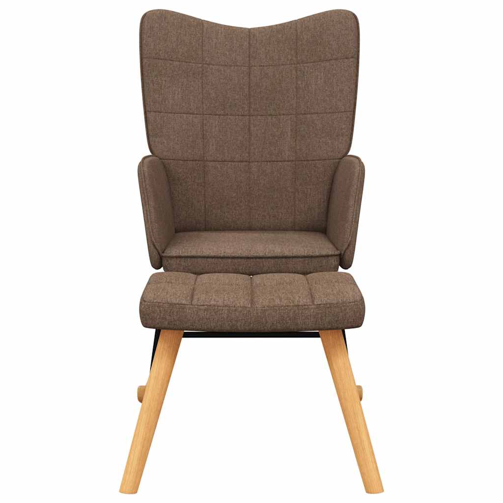 Chaise à bascule avec tabouret Marron Tissu - Imagem 3