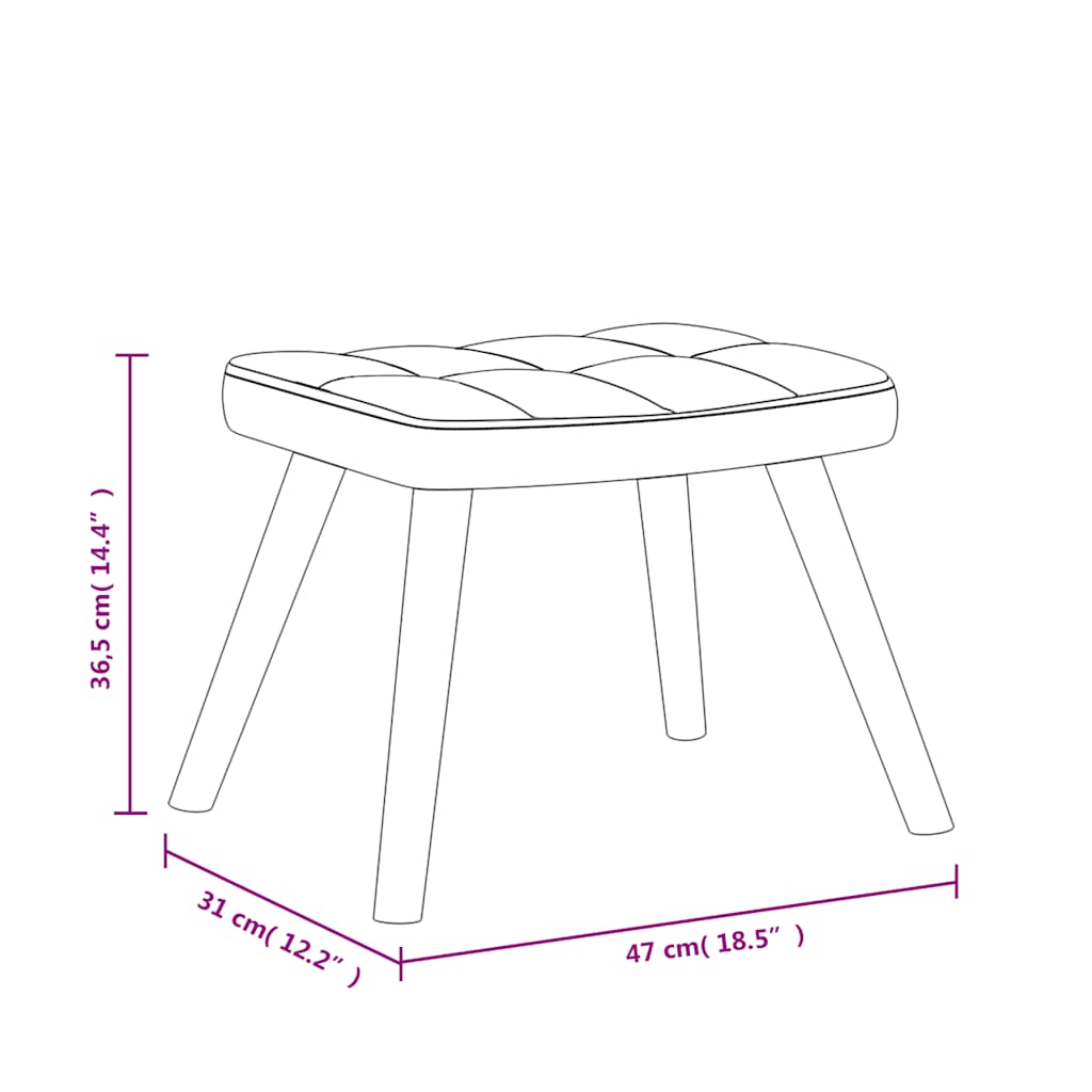 Chaise à bascule avec tabouret Marron Tissu - Imagem 12
