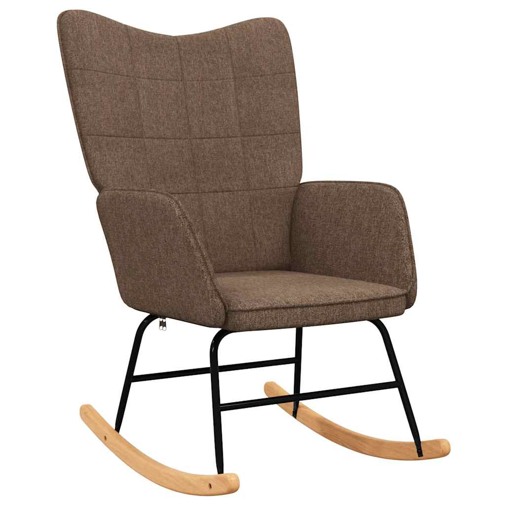Chaise à bascule avec tabouret Marron Tissu - Imagem 4
