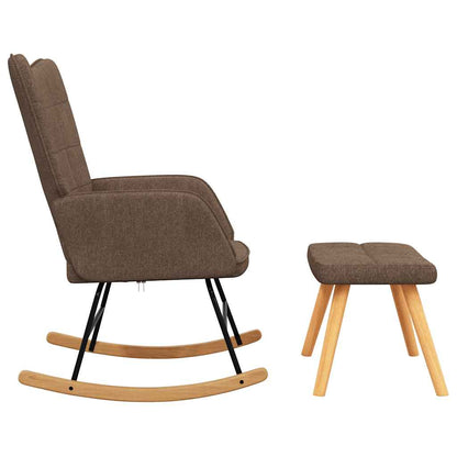 Chaise à bascule avec tabouret Marron Tissu - Imagem 5