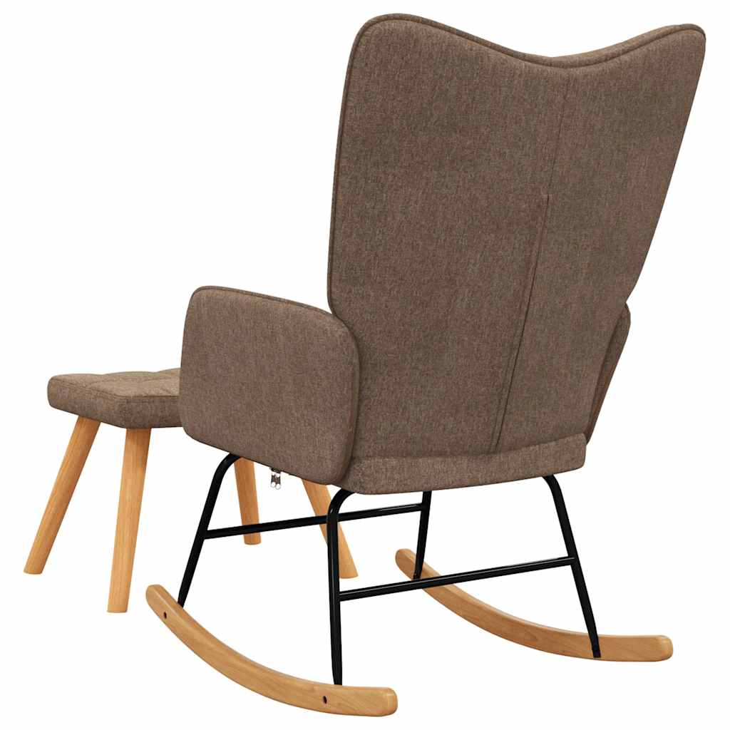 Chaise à bascule avec tabouret Marron Tissu - Imagem 6