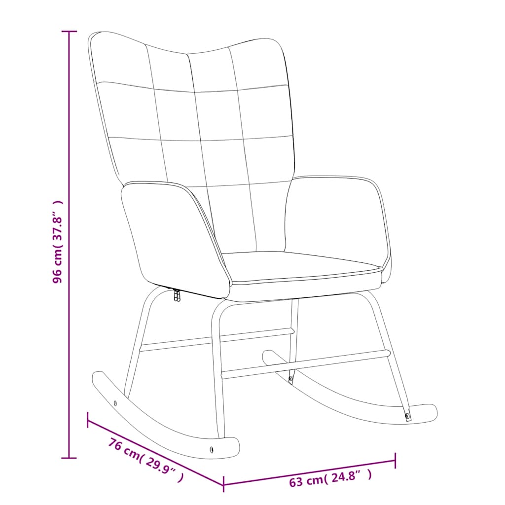 Chaise à bascule avec tabouret Marron Tissu - Imagem 11