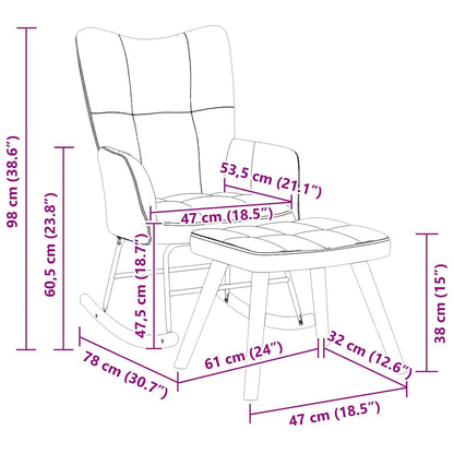 Chaise à bascule avec tabouret en velours marron - Imagem 12