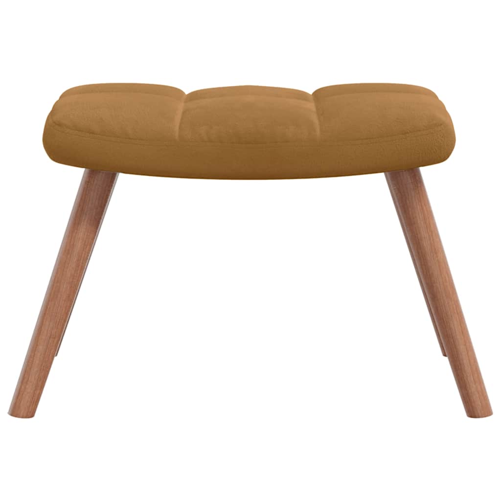 Chaise à bascule avec tabouret en velours marron - Imagem 5