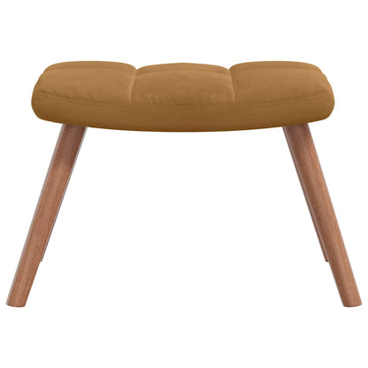 Chaise à bascule avec tabouret en velours marron - Imagem 5