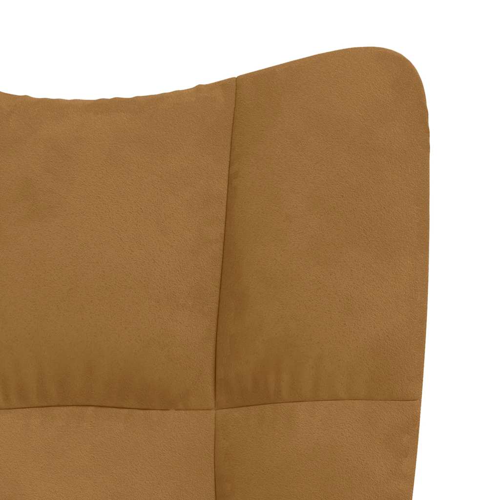Chaise à bascule avec tabouret en velours marron - Imagem 10