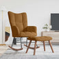 Chaise à bascule avec tabouret en velours marron - Imagem 1