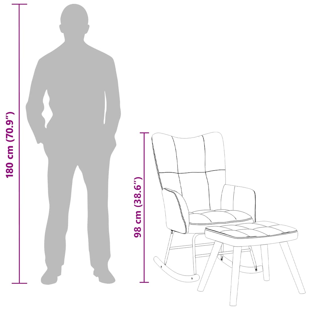 Chaise à bascule avec repose-pied Blanc  Velours - Imagem 13