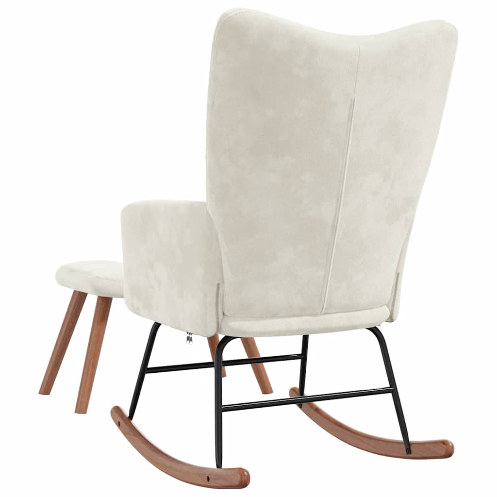 Chaise à bascule avec repose-pied Blanc  Velours - Imagem 9