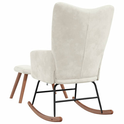 Chaise à bascule avec repose-pied Blanc  Velours - Imagem 9