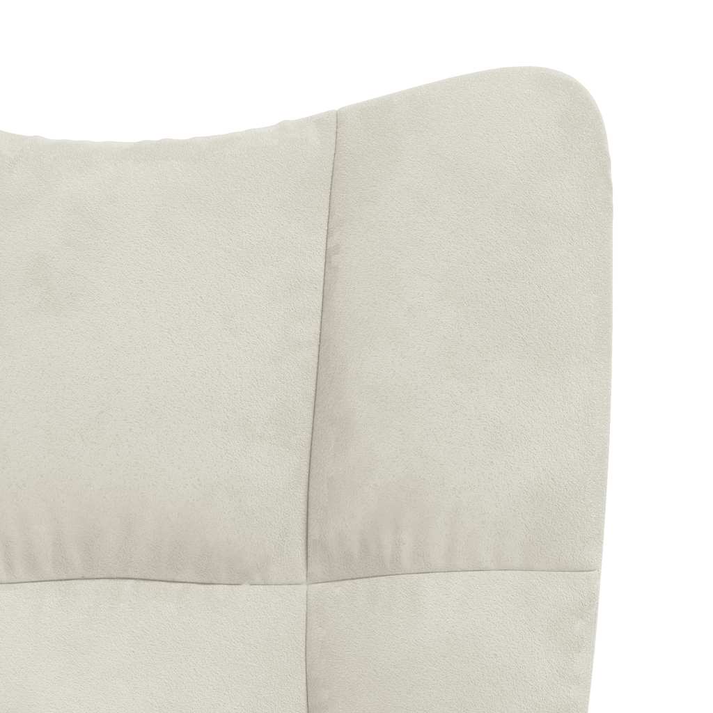 Chaise à bascule avec repose-pied Blanc  Velours - Imagem 10