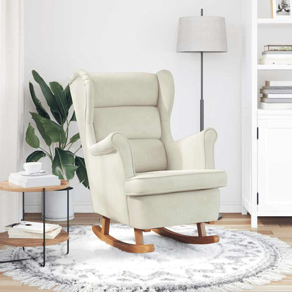 Fauteuil à bascule à oreilles en velours marron bois massif - Imagem 12