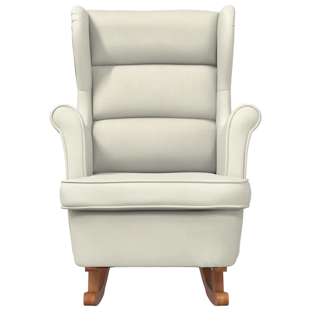 Fauteuil à bascule à oreilles en velours marron bois massif - Imagem 13