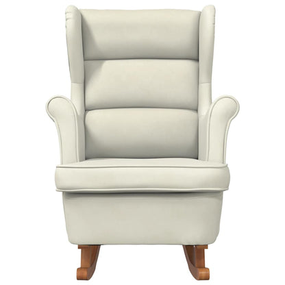 Fauteuil à bascule à oreilles en velours marron bois massif - Imagem 13