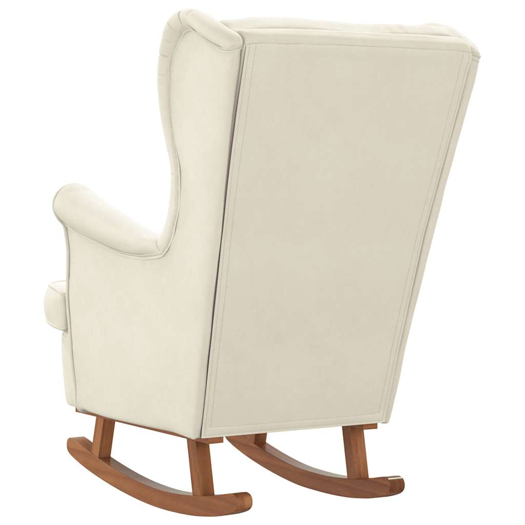 Fauteuil à bascule à oreilles en velours marron bois massif - Imagem 15