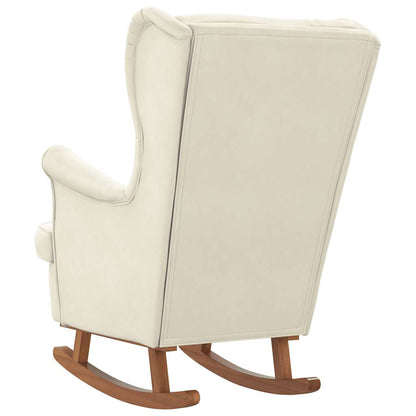 Fauteuil à bascule à oreilles en velours marron bois massif - Imagem 15
