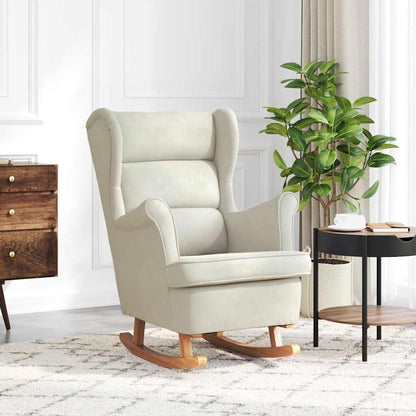 Fauteuil à bascule à oreilles en velours marron bois massif - Imagem 10