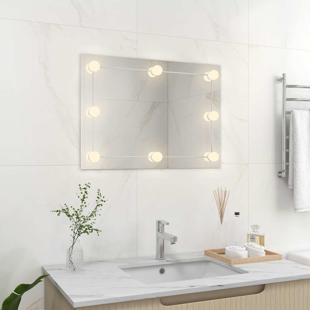 Miroir mural sans cadre avec lampes LED Rectangulaire Verre - Imagem 3