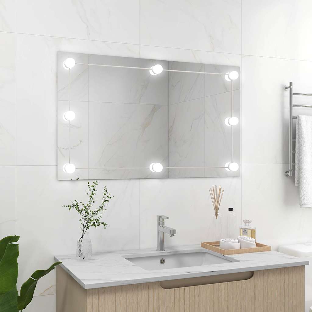 Miroir mural sans cadre avec lampes LED Rectangulaire Verre - Imagem 1