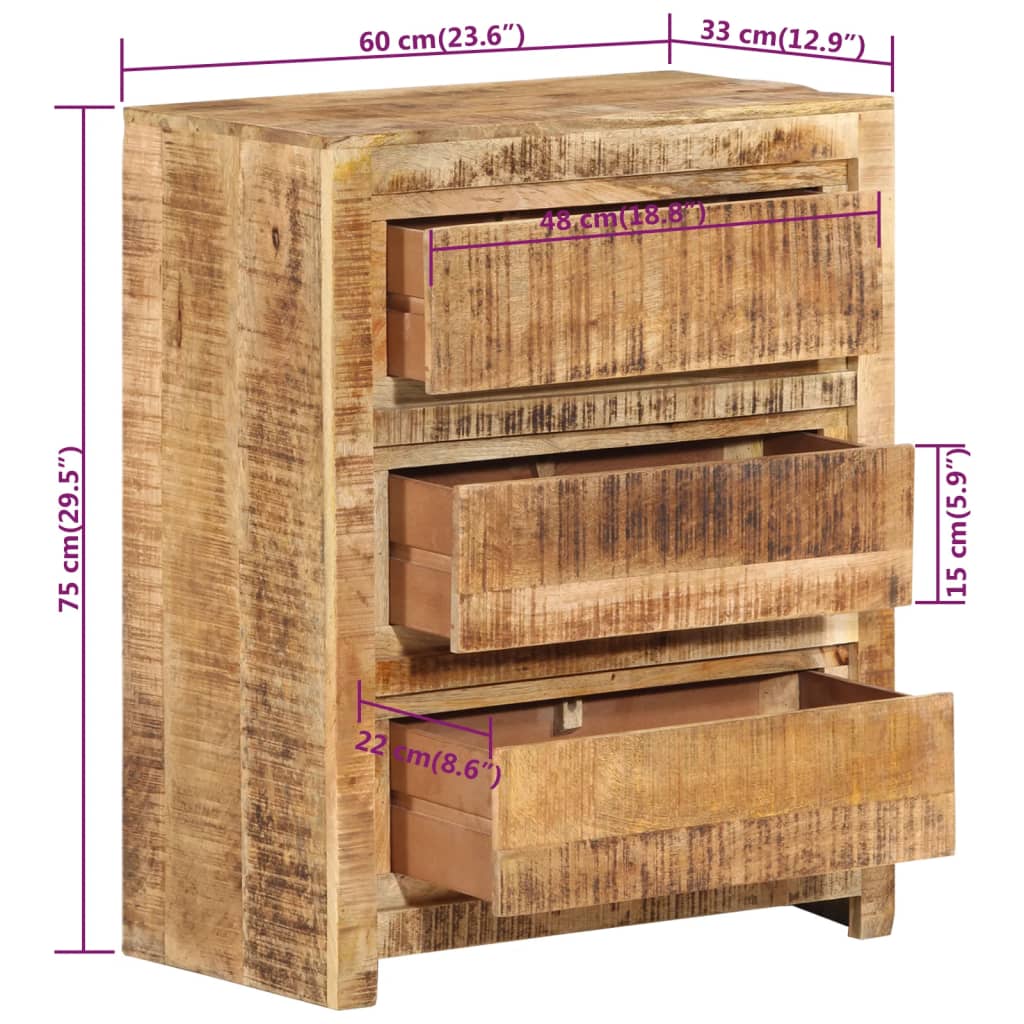 Armoire à tiroirs 60x33x75 cm Bois massif de manguier - Imagem 7