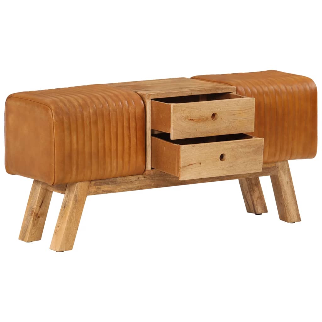 Banc de bok Marron  Cuir de chèvre véritable - Imagem 2
