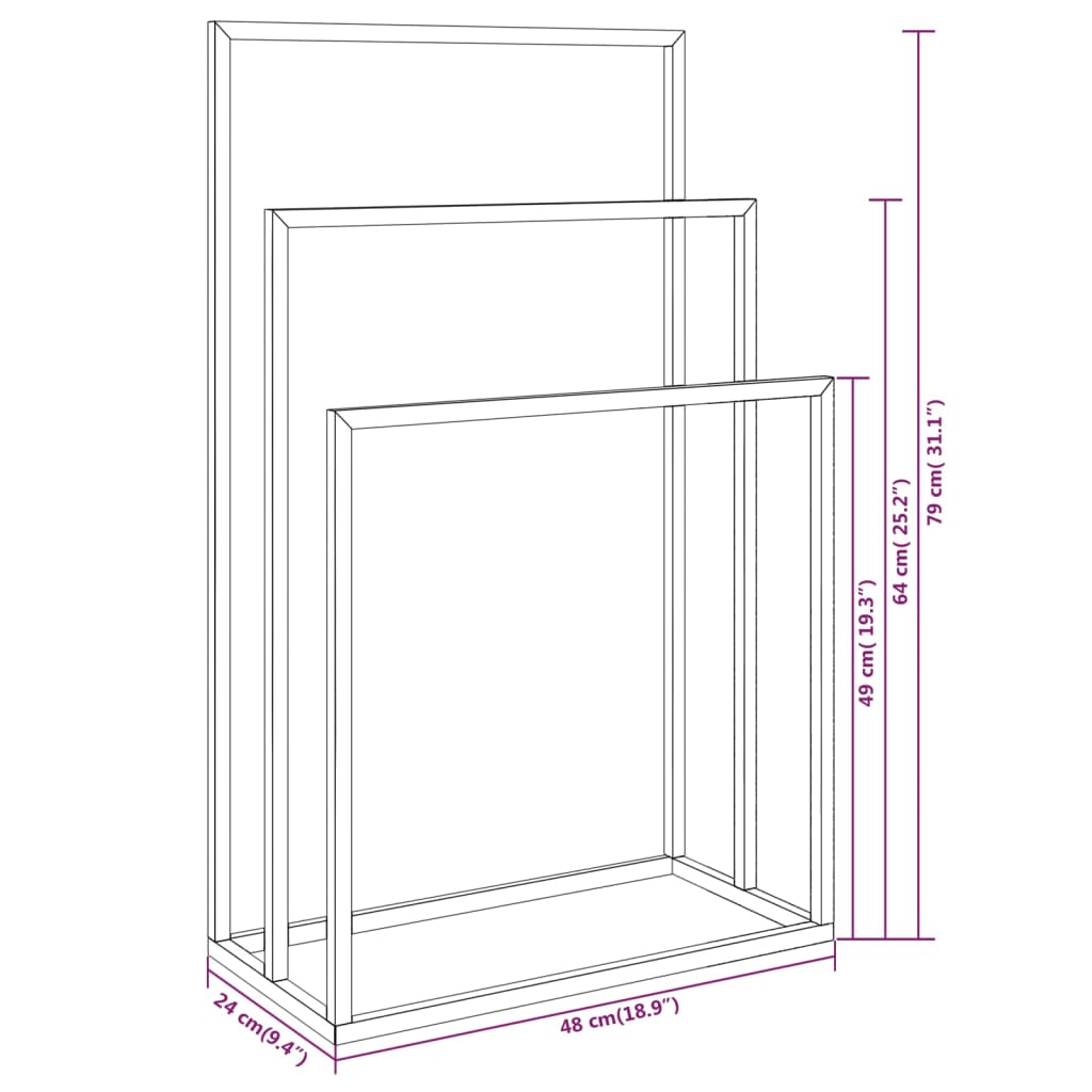 Porte-serviettes sur pied  48x24x79 cm Fer - Imagem 17