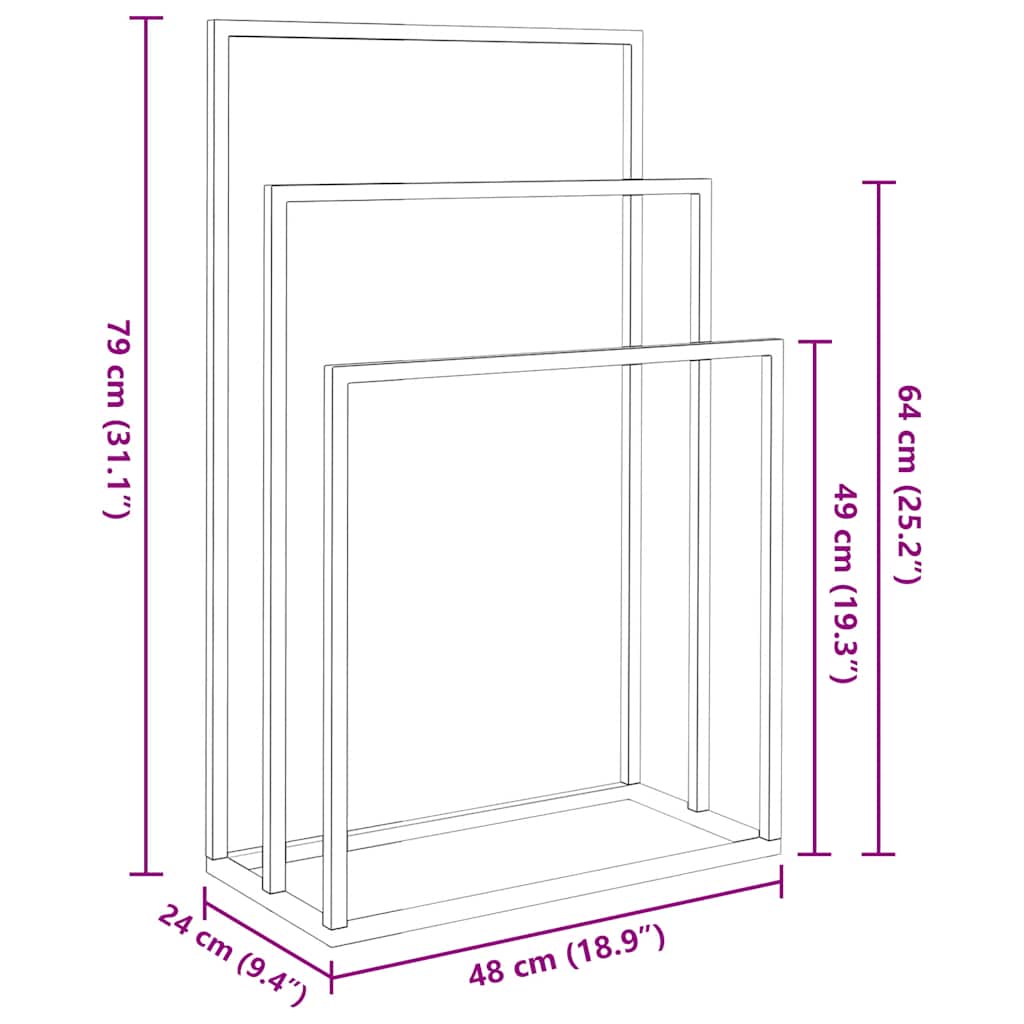 Porte-serviettes sur pied  48x24x79 cm Fer - Imagem 19