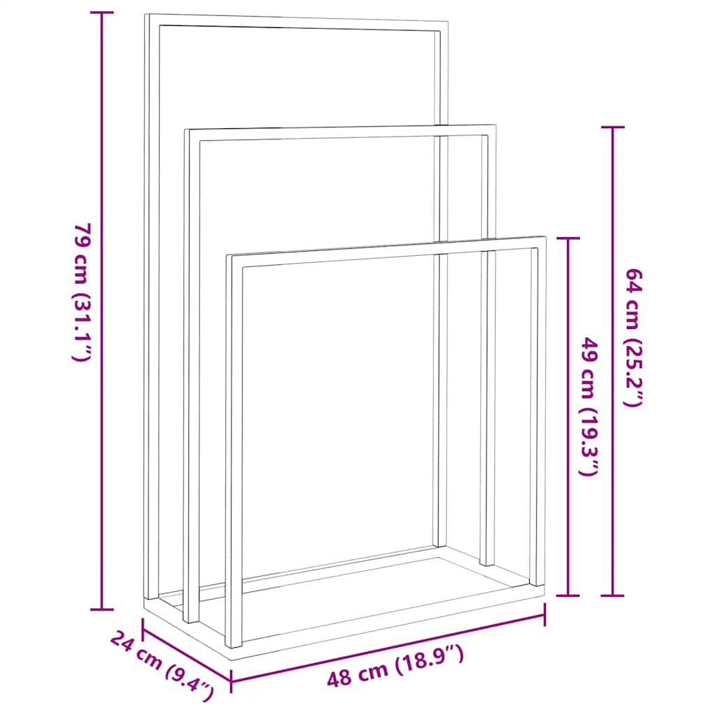 Porte-serviettes sur pied  48x24x79 cm Fer - Imagem 9