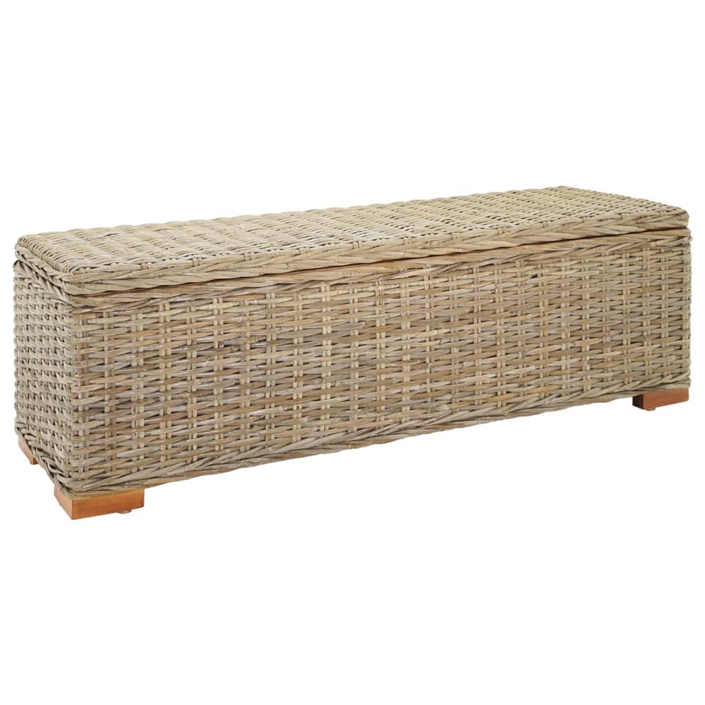 Boîte de rangement 110 cm Rotin kubu naturel et acajou solide - Imagem 1
