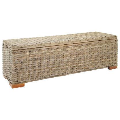 Boîte de rangement 110 cm Rotin kubu naturel et acajou solide - Imagem 1