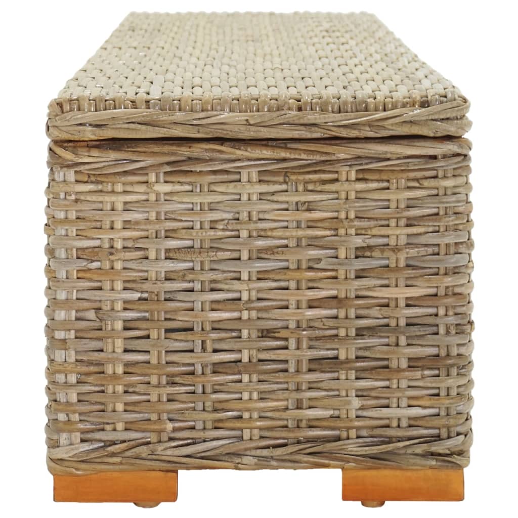 Boîte de rangement 110 cm Rotin kubu naturel et acajou solide - Imagem 3