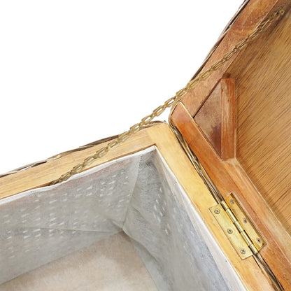 Boîte de rangement 110 cm Rotin kubu naturel et acajou solide - Imagem 5