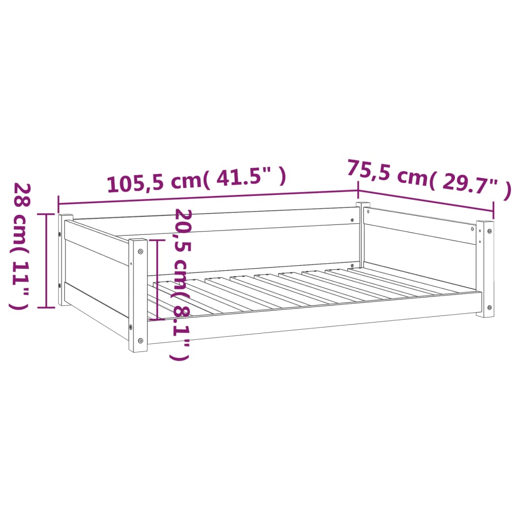 Lit pour chien 105,5x75,5x28 cm Bois de pin solide - Imagem 8